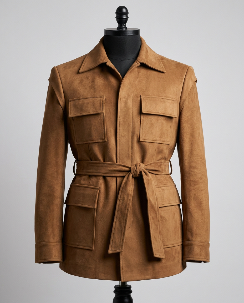 Suede safari jackets in camel